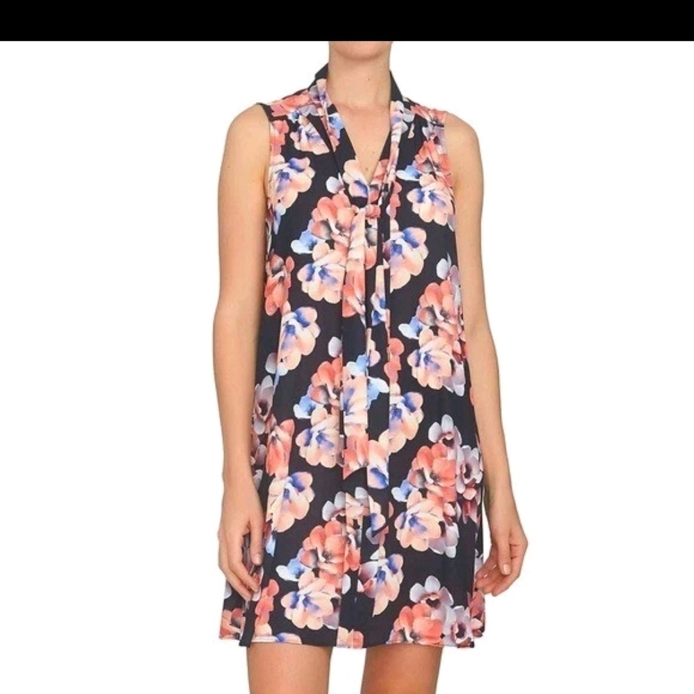 CeCe Black and Red Floral Dress